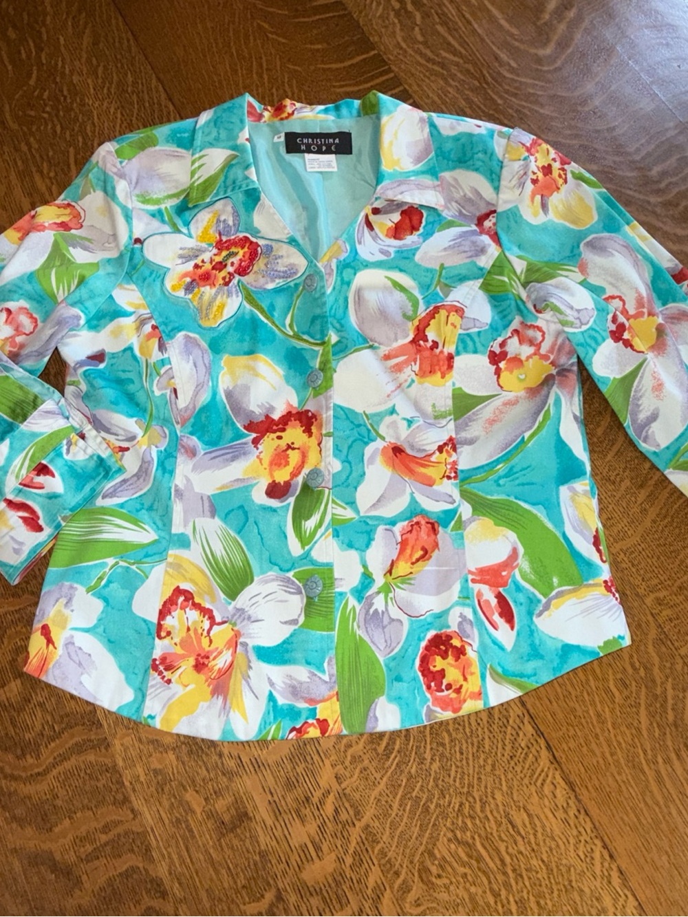 Christina Turquoise Floral Bomber Jacket